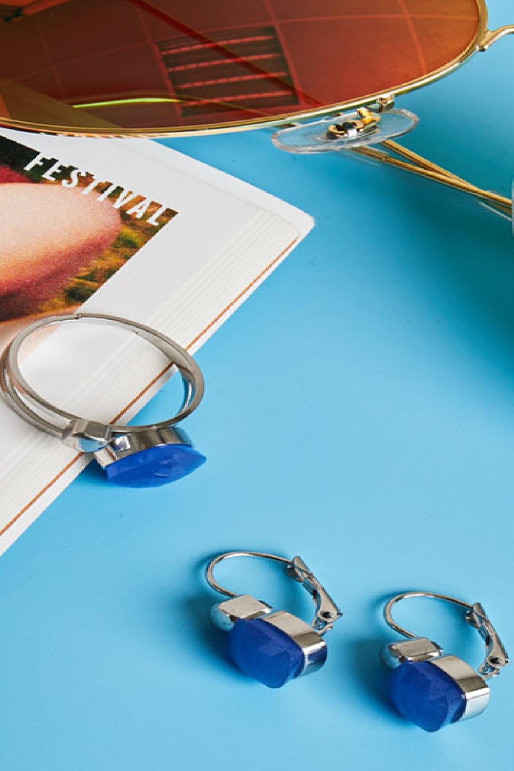 Ohrringe Magic Moments Blau Edelstahl h5Bild2